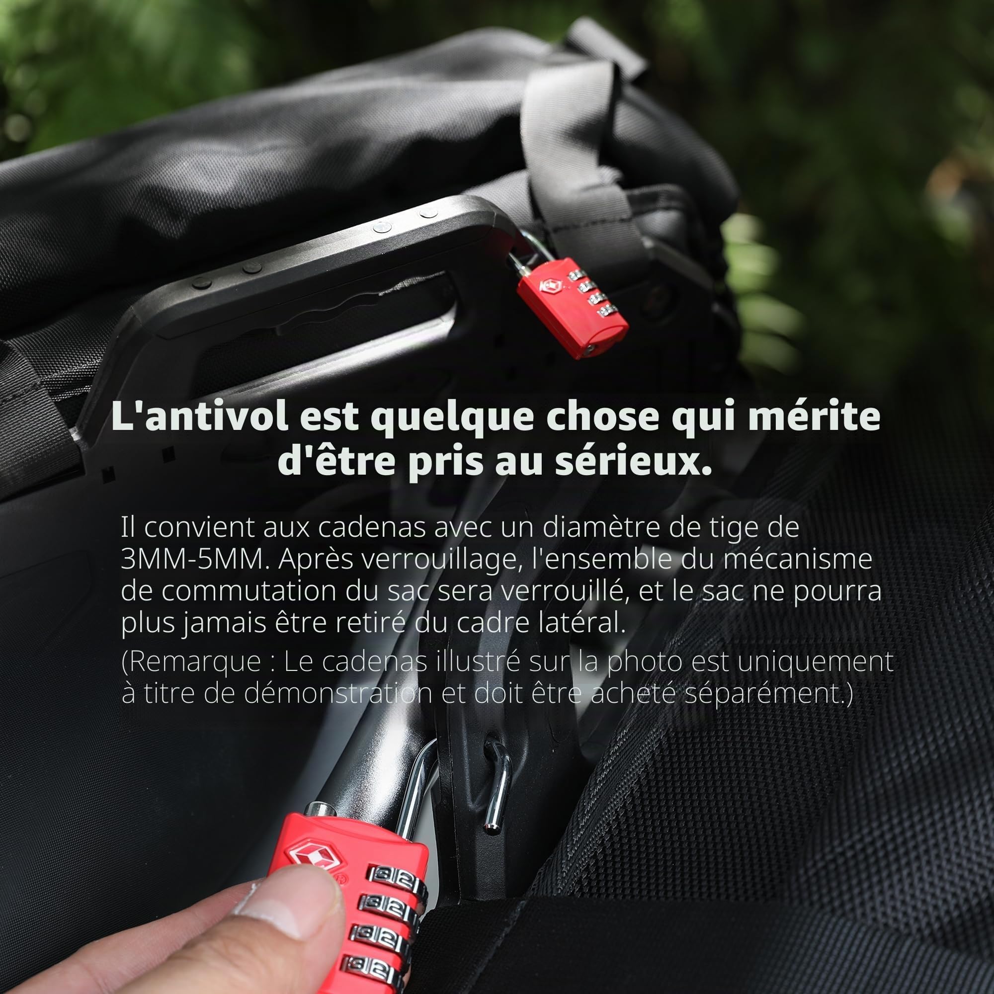 Rhinowalk Sacoche latérale pour moto - 35 l - Fermeture rapide