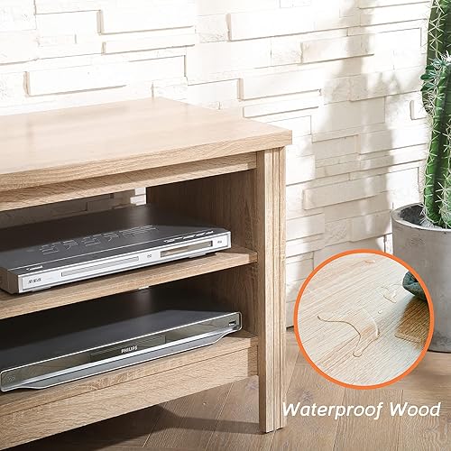 Miniatura 6 de WAMPAT Soporte de TV de granja para televisores de hasta 80 pulgadas centro de entretenimiento de roble blanco para mesa de consola de TV de 75