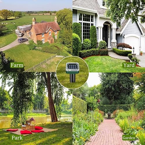 Miniatura 4 de Repelente de topos alimentado por energía solar, repelente ultrasónico de topos de campañol, disuasorio al aire libre, repelente de ardillas y