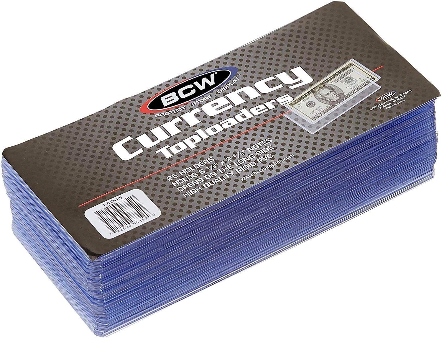 BCW Currency Topload Holder for Regular Bills, Clear, 25-Count