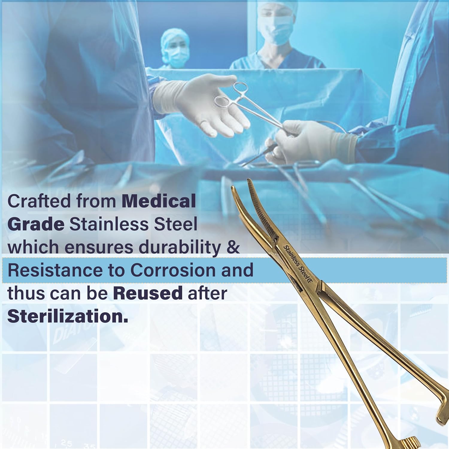 Hemostat Locking Forceps 5" Curved with Full Serrated Jaws Ideal for Clamping, Fishing, Firefighters Nurses Doctors + More (Full Gold) image 2