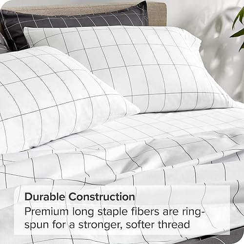 Miniatura 2 de Bare Home Juego de sábanas y fundas de almohada de 100 % algodón orgánico, tejido percal fresco, ligero y transpirable, sábanas y fundas de almohada