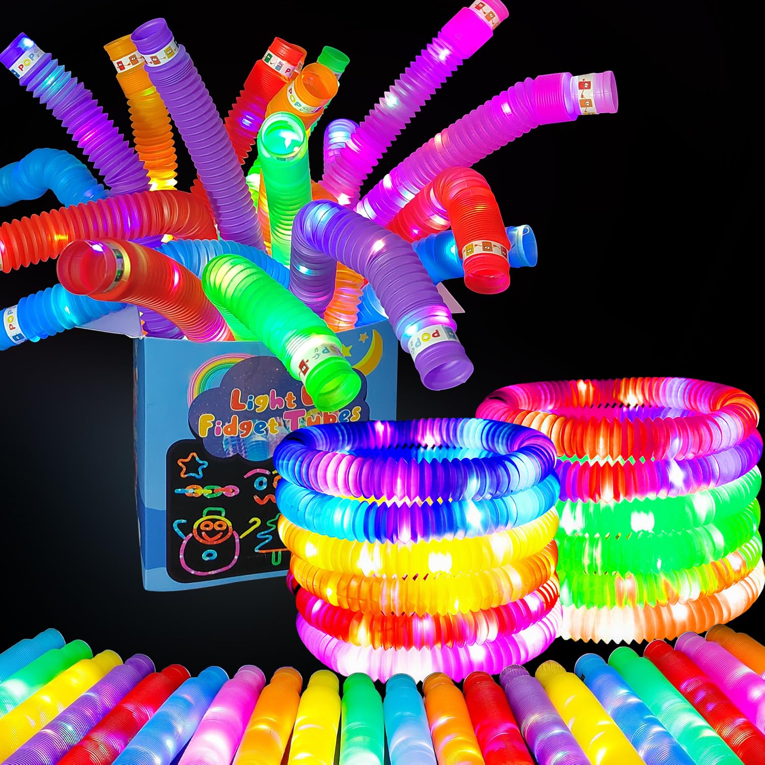 Juguetes Sensoriales Autismo Mini Juguetes Sensoriales De Tubos Luminosos  Pop, 24 Piezas Tubo Pop Luminoso, Mini Tubos Pop Tubos Sensoriales Niños,  Brillo En La Oscuridad Artículos De Fiesta Para Navidad Cumpleaños Mini, image size:1500x1500