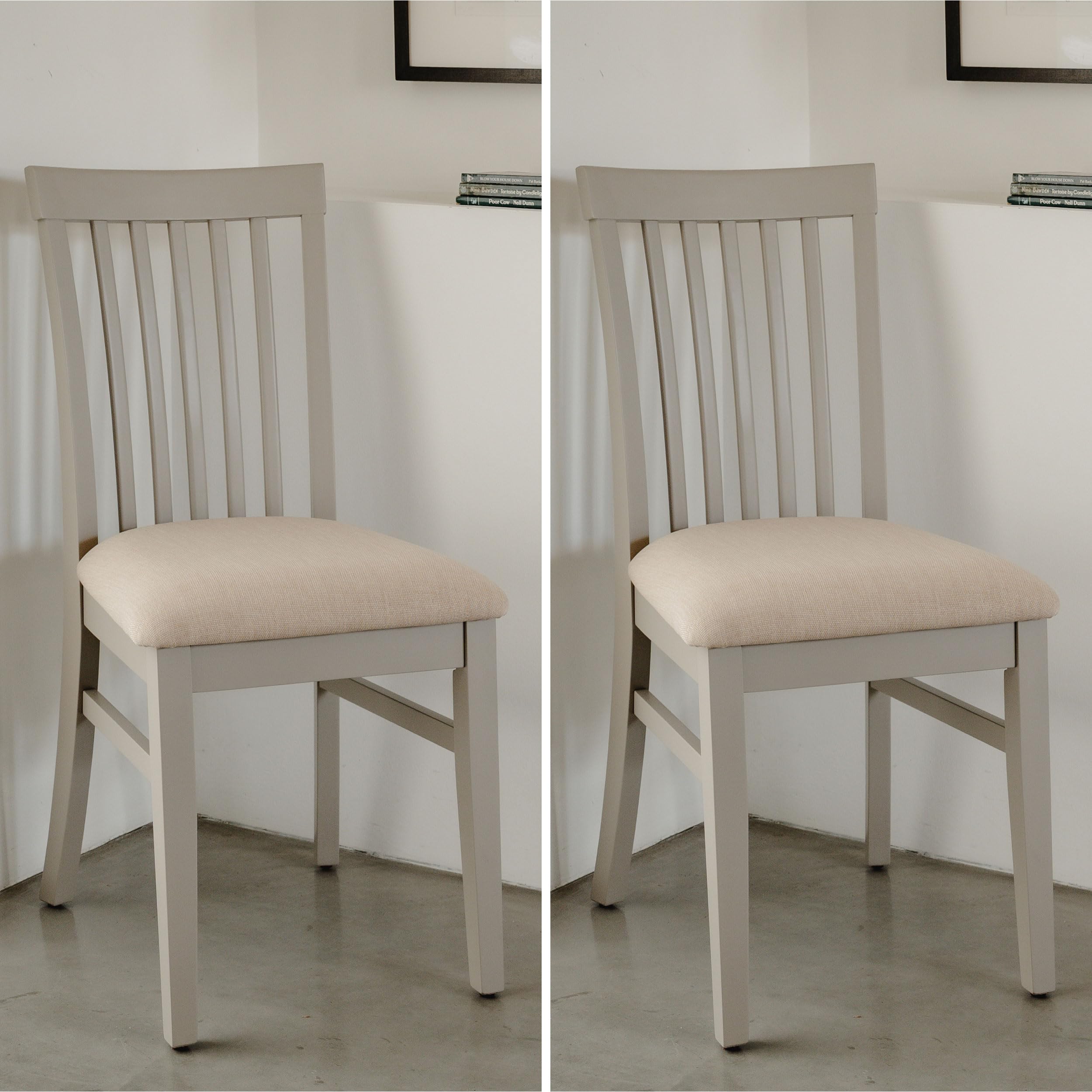 Statement Furniture Florence Wooden Dining Chairs with Upholstered Seat, High Back, W45cm, H94cm, D53cm, Seat Height 45cm (Truffle, 2-Chairs)