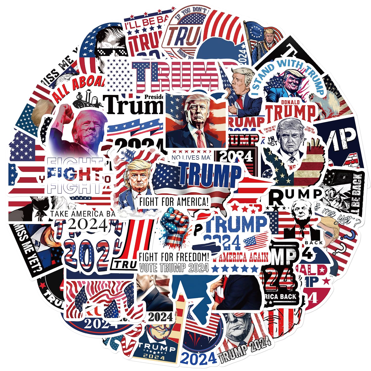 50 Pcs Donald Trump 2024 Stickers (Large Size), Bumper Sticker, Trump Decal for Laptop, Phone, Car, Water Bottle