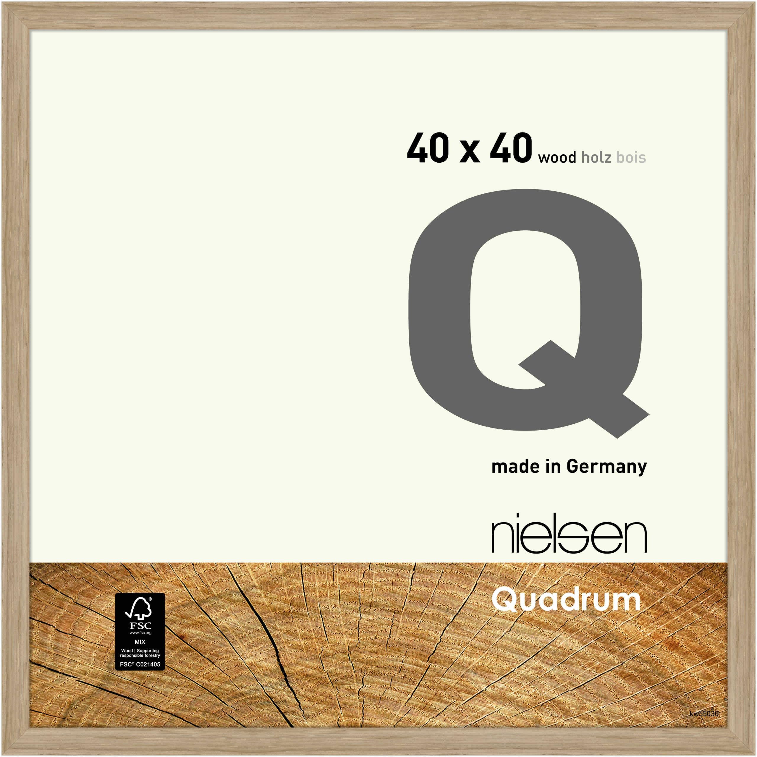 Nielsen Oak Natural Quadrum Wooden Picture Frame - 40X40cm - With Float Glass And Easy Push-Turn Clips - For Photos And Art