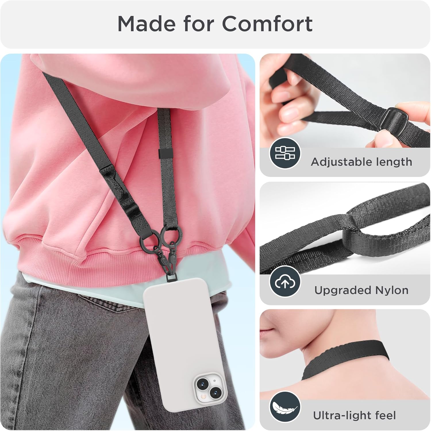 2 in 1 Phone Lanyard with Wallet, Anti Theft Phone Strap Crossbody Adjustable Phone Wrist Strap For Women Men - Image 4
