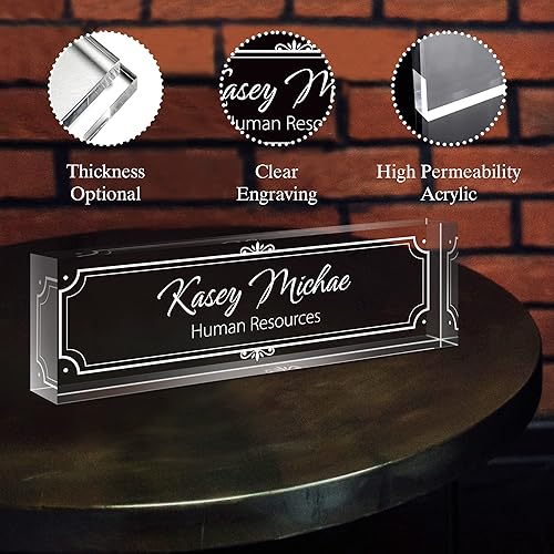 Miniatura 6 de Gowelly Placa de identificación acrílica grabada para escritorio  Placa de nombre de escritorio personalizada  Regalos personalizados de