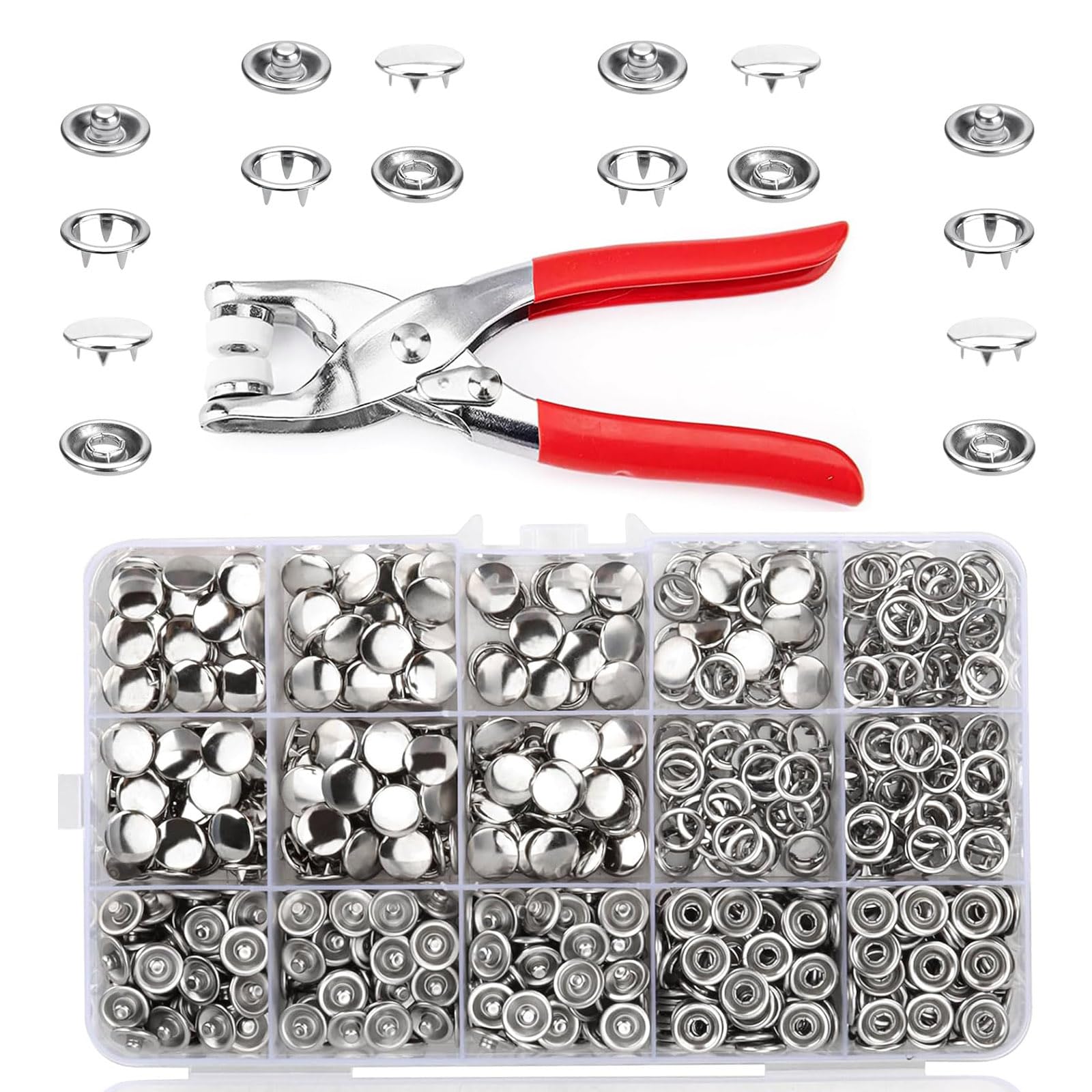 120 set di bottoni a pressione in metallo bottoni a pressione colori misti bottoni automatici bottoni automatici kit pinza strumento di impostazione per la casa