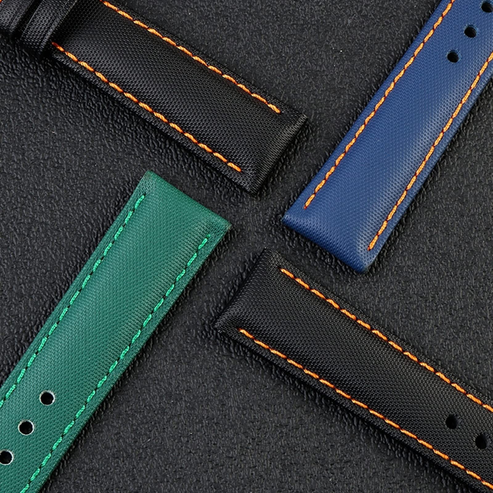 Bracelet de Montre en Cuir, Bracelet de Montre Unisexe étanche en Nylon 20/22 mm avec Coussinet Confortable Cuir Veau
