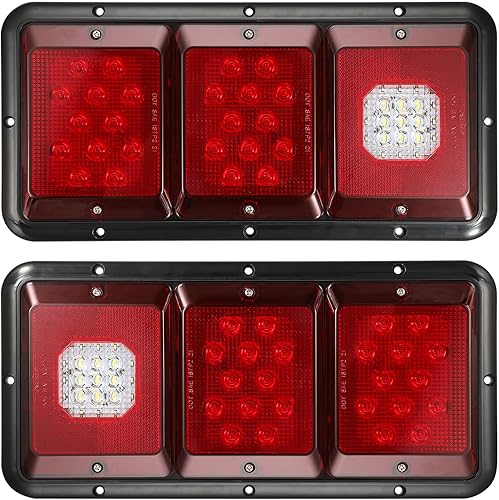 Partsam 2 luces LED de triple cola 45 LED, montaje vertical u horizontal, luces traseras LED rectangulares de montaje vertical u horizontal, luces