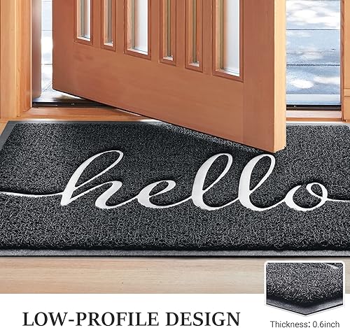 Miniatura 4 de BeneathYourFeet-Alfombra de puerta (36 pulgadas x 24 pulgadas, color negro), alfombra de bienvenida duradera de bajo relieve, Alfombra de la puerta