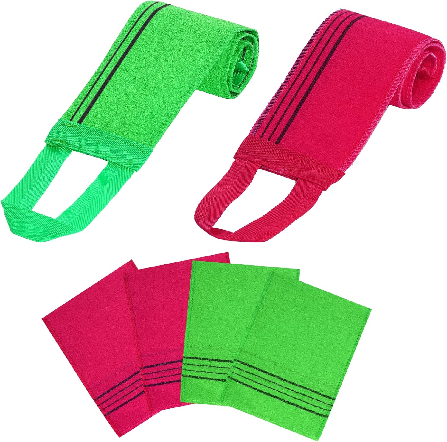 obmwang 6 Pieces Korean Exfoliating Mitts and Washcloth Set