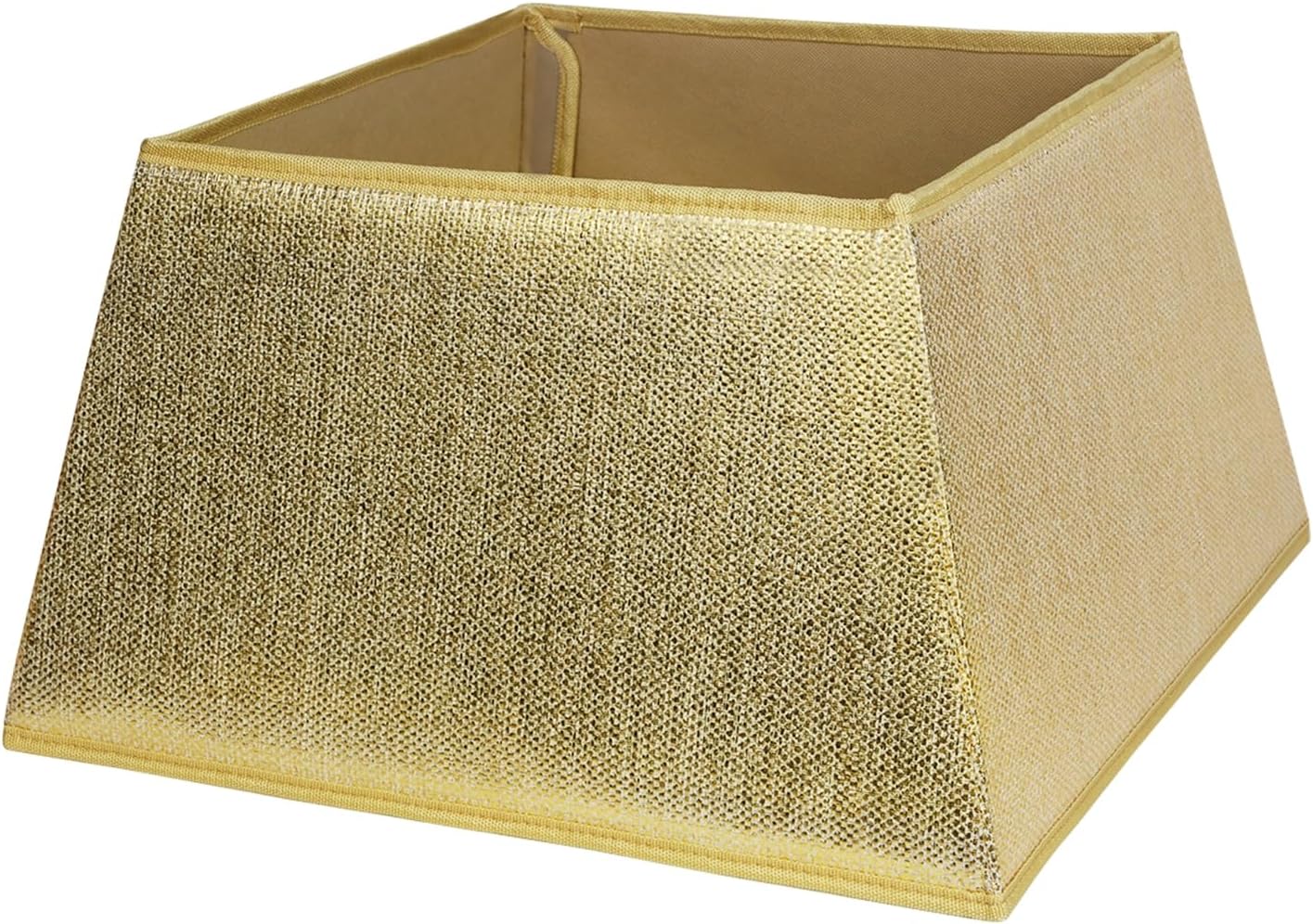 blissun fabric christmas tree collar, square shiny tree ring, willow christmas tree skirt for christmas tree decorations (shiny gold)