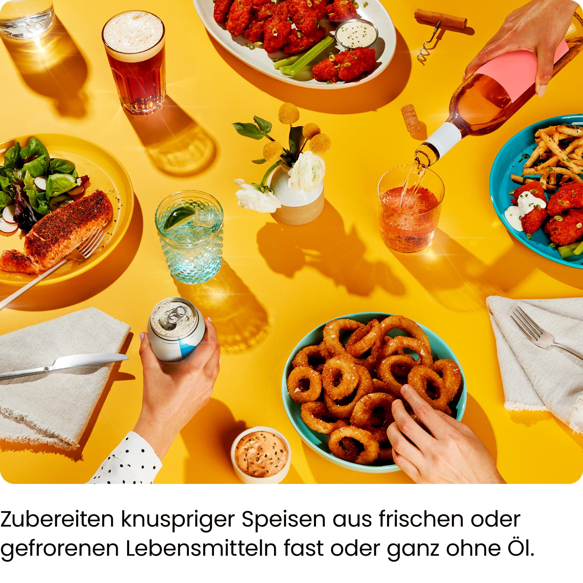 Chefman 5,6L Doppelkorb-Heißluftfritteuse 2100W, Sync-Finish, Hi-Fry