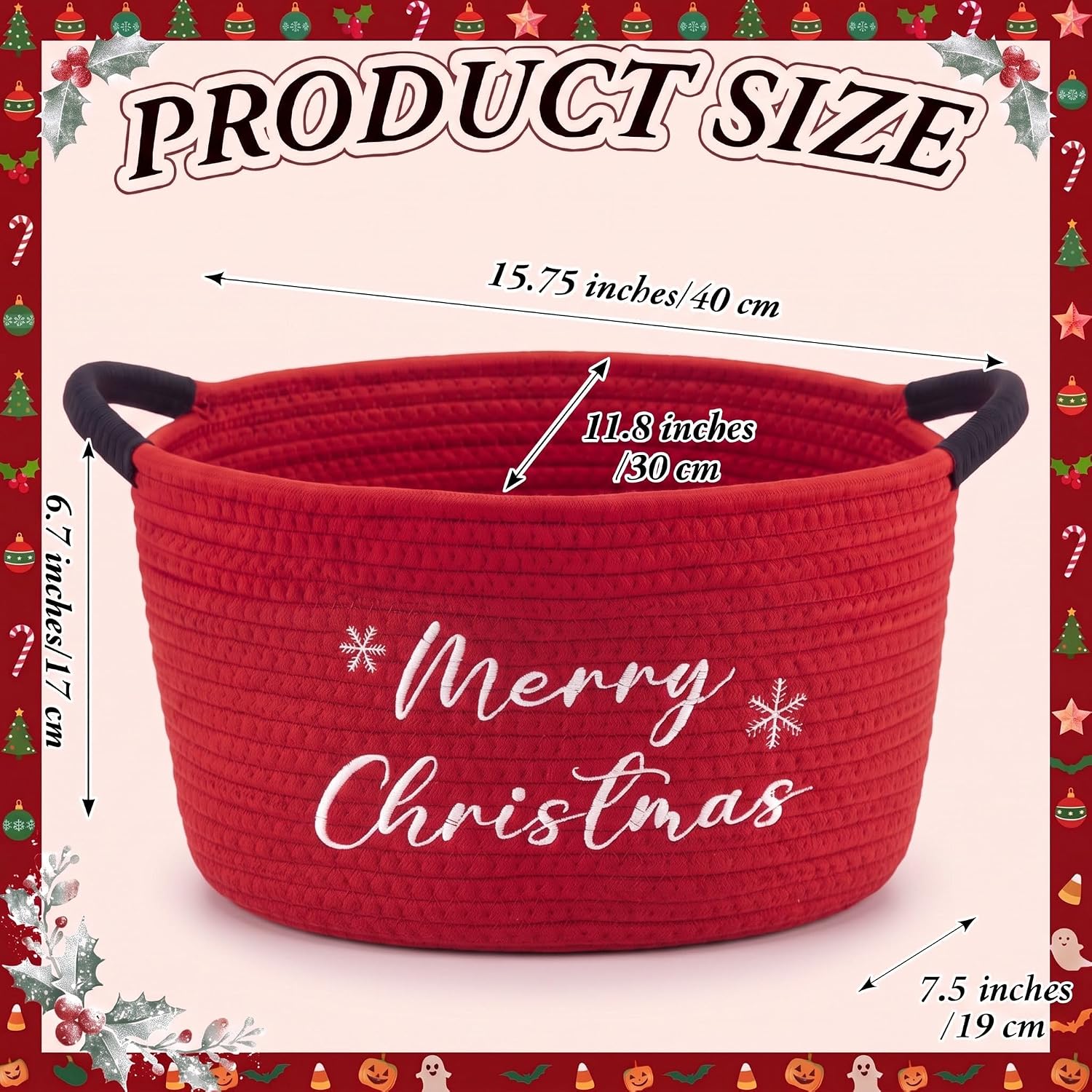 Yungyan Merry Christmas Basket Empty with Handles