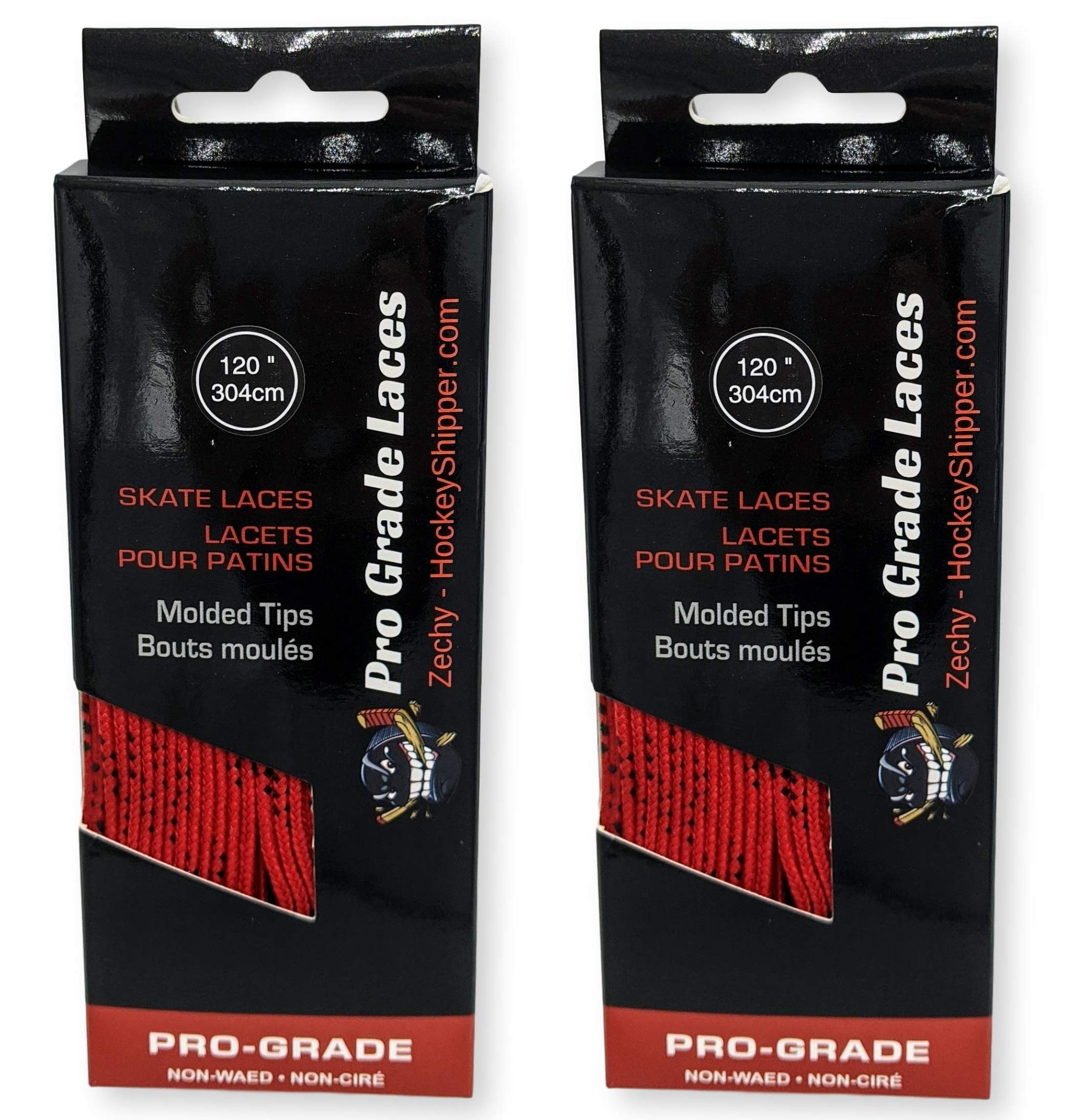 zechy Hockey Laces Non Waxed - Unwaxed Laces Specifically Made for Skates - Two Pairs - Sizes (72, 84, 96, 108, 120, 130) (Red, 96")