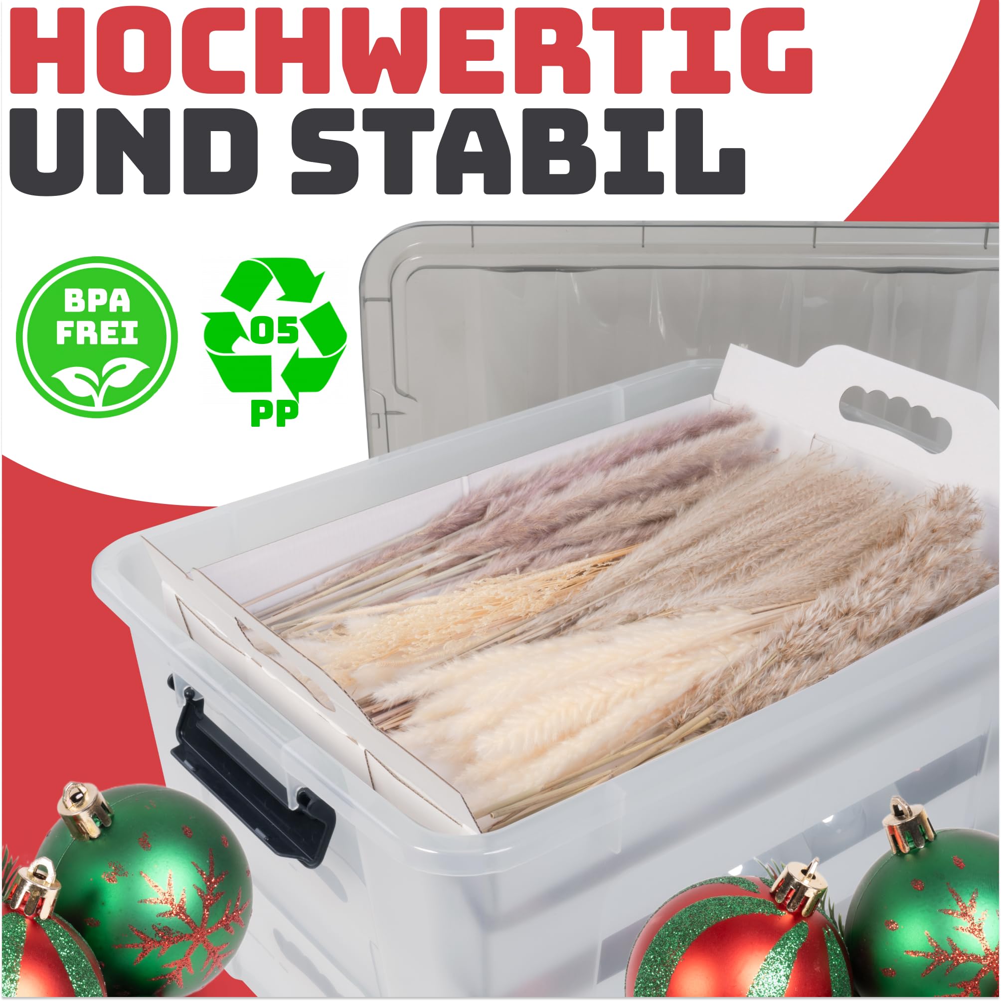 Aufbewahrungsbox Weihnachtskugeln I 61L I Sicherheit und Aufbewahrung für jede Christbaumkugel und die Weihnachtsdeko I Optimale Kiste bzw. Weihnachtskiste für Weihnachten I 2er Set