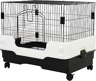 26" Rabbit Cage Carry with Pull Out Tray and Caster Size: L25 XW17 XH21