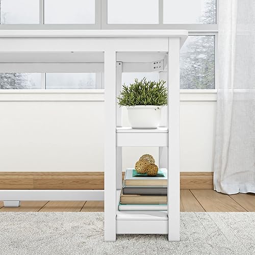 Miniatura 5 de Plank+Beam Escritorio de escritura, escritorio simple para dormitorio, escritorio de estudio de oficina en casa, 39 pulgadas, blanco