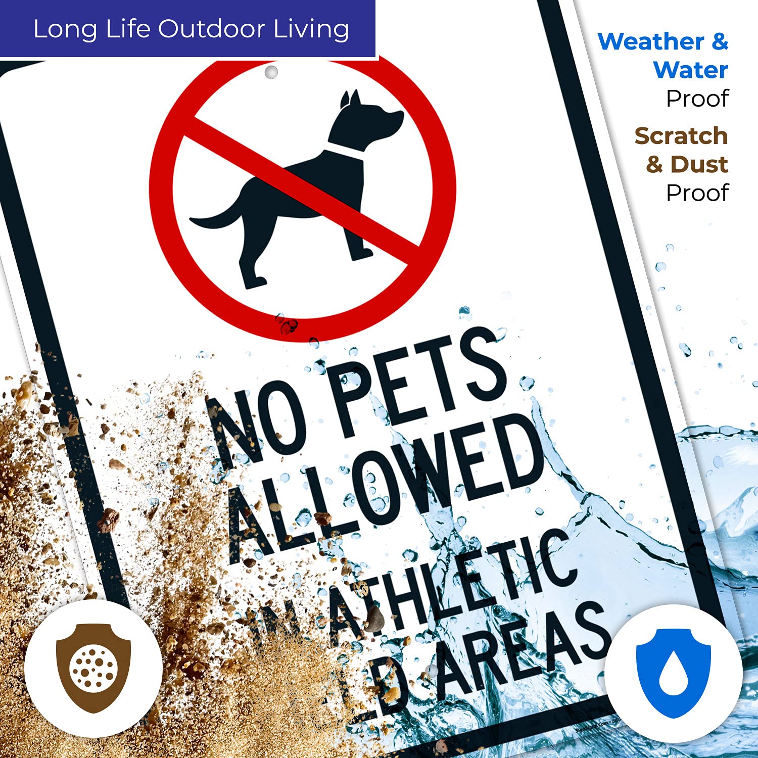 No Pets Allowed in Athletic Field Areas 18x24 Inches, Rust Free .063 Aluminum, Fade Resistant, Made in USA