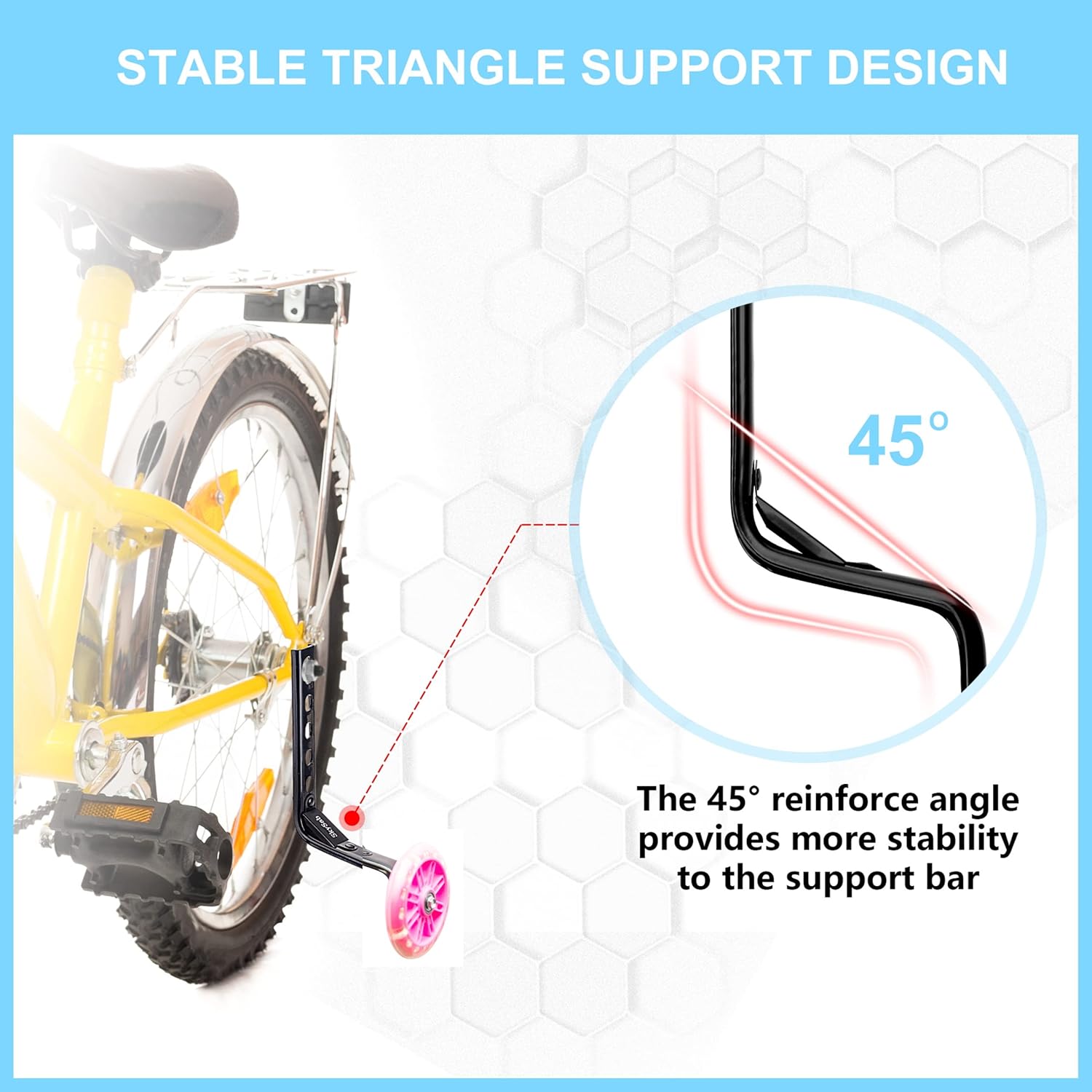 SKYSAB Training Wheels for 12 14 16 18 20 Inch Kids Bike, Heavy Duty Bicycle Training Wheel, Children Bikes Handlebar Grips, and a Bicycles Bell, Gift Box, Pink : Sports & Outdoors