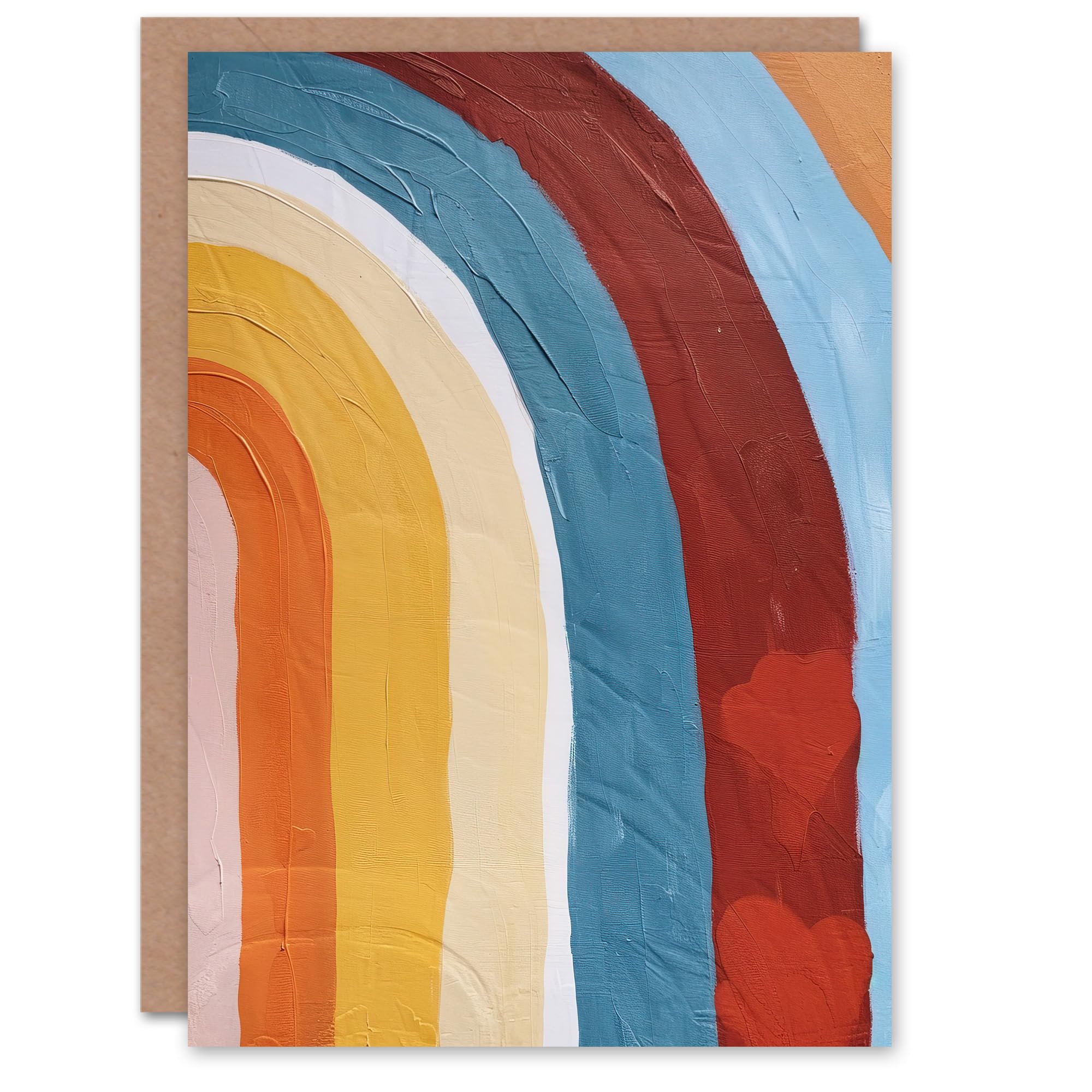 Artery8 Greeting Card Mid Century Modern Rainbow Painting Abstract Boho Blank For Him Or Her Art Birthday Card