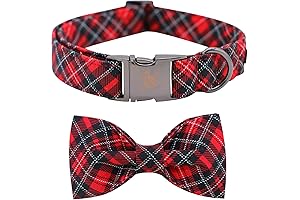 Adorable Christmas Dog Collar with Comfy Plaid Bowtie