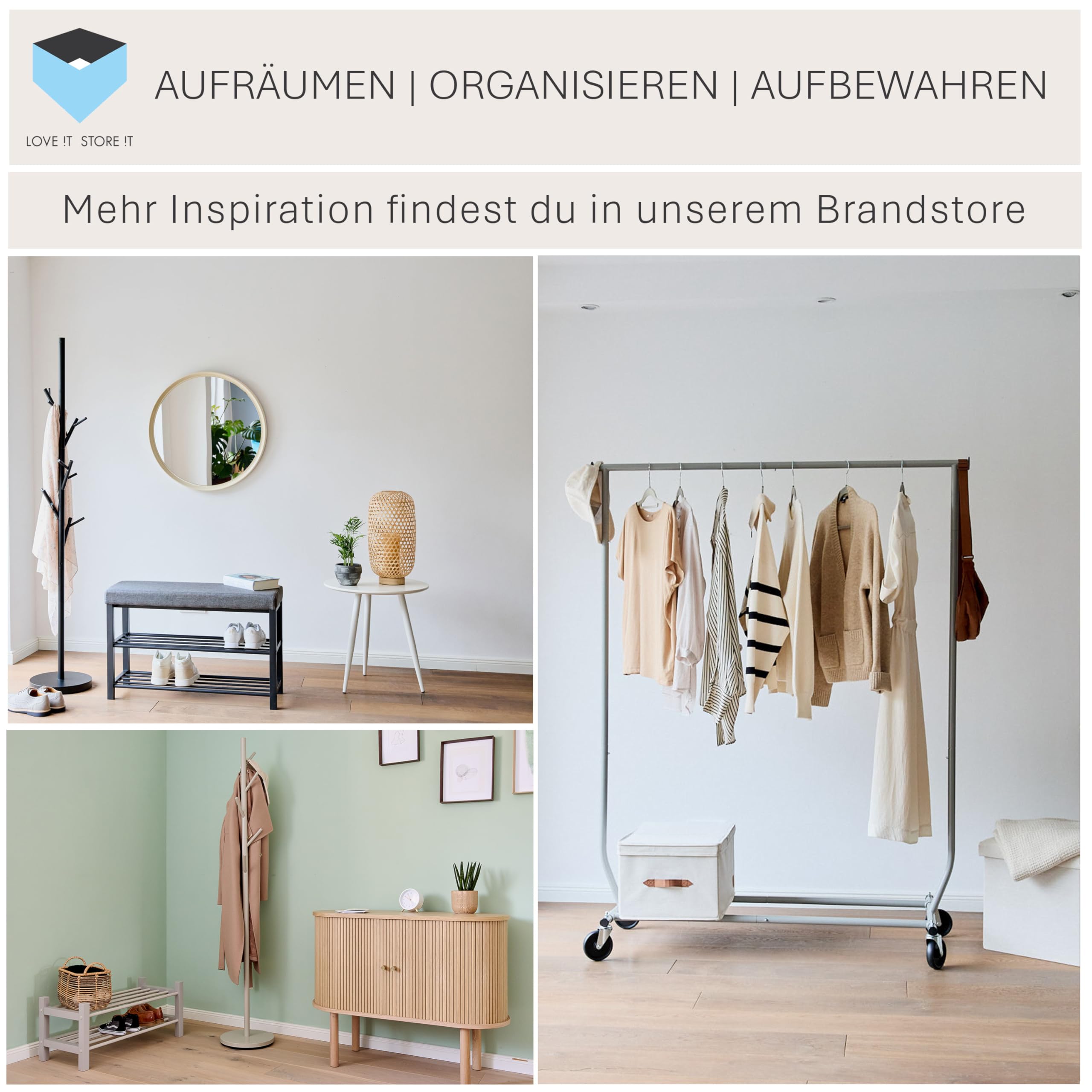 LOVE IT STORE IT LOFT Schuhregal schmal, Grau | Platzsparendes Schuhregal aus Metall und Holz, Für bis zu 8 Paar Schuhe, Mit 2 Ebenen, 73 x 33 x 32 cm