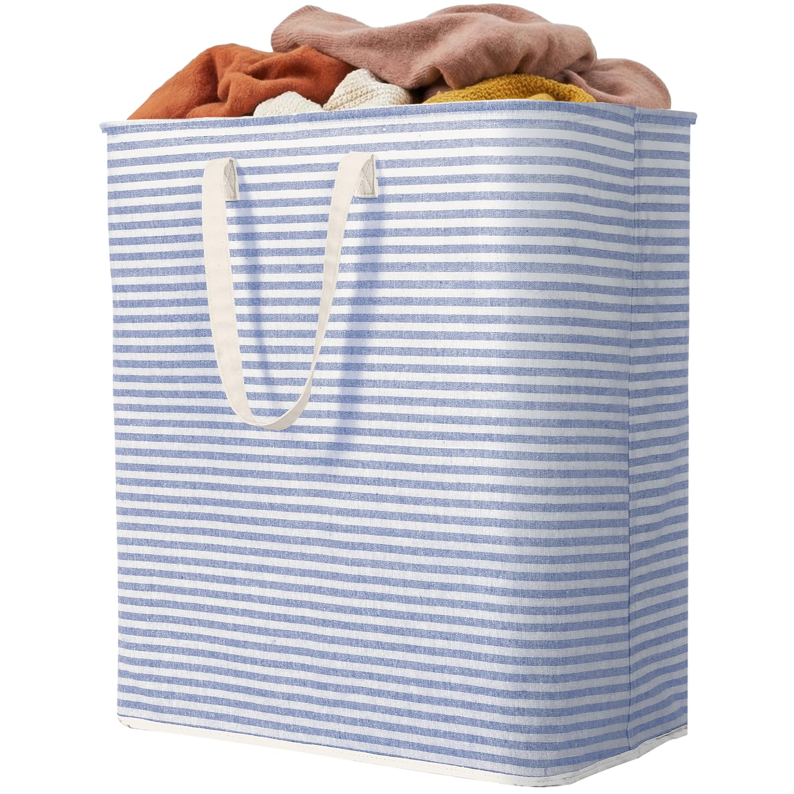 Lifewit 1 Pack Laundry Basket 100L Each, Collapsible Clothes Hamper with Reinforced Handles, Freestanding Waterproof Design for Bedroom and Laundry Room, Blue 100L Total Blue 100L 1