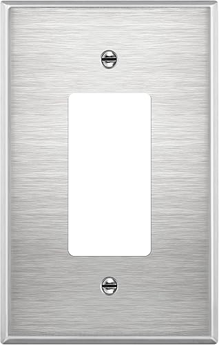 ENERLITES Placa de pared de metal para interruptor o toma de receptáculo, resistente a la corrosión, tamaño grande, 1 banda de 5.5 x 3.5 pulgadas,