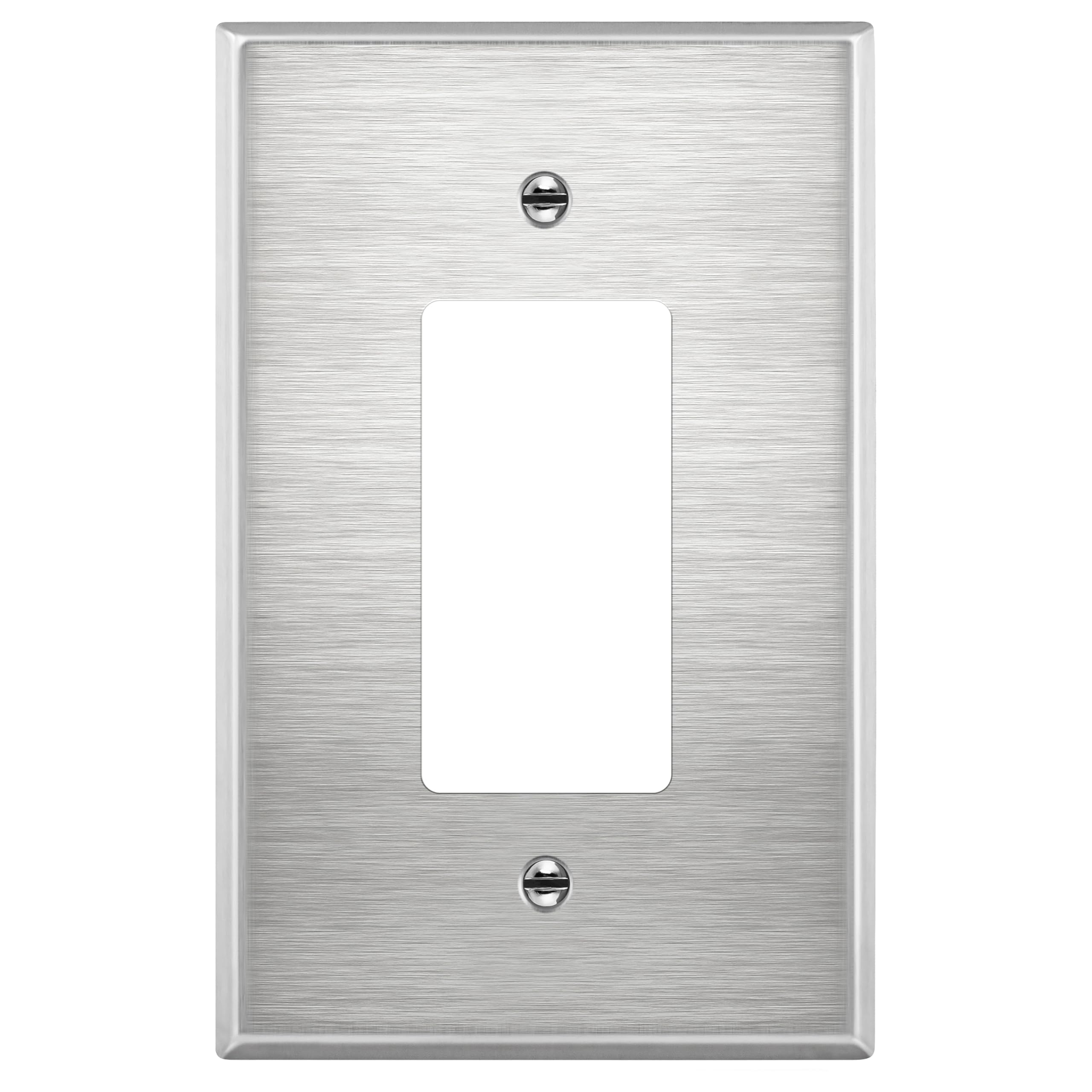 Placa decorativa de acero pulido ENERLITES acabado premium plateado de 1 banda 5.5x3.5