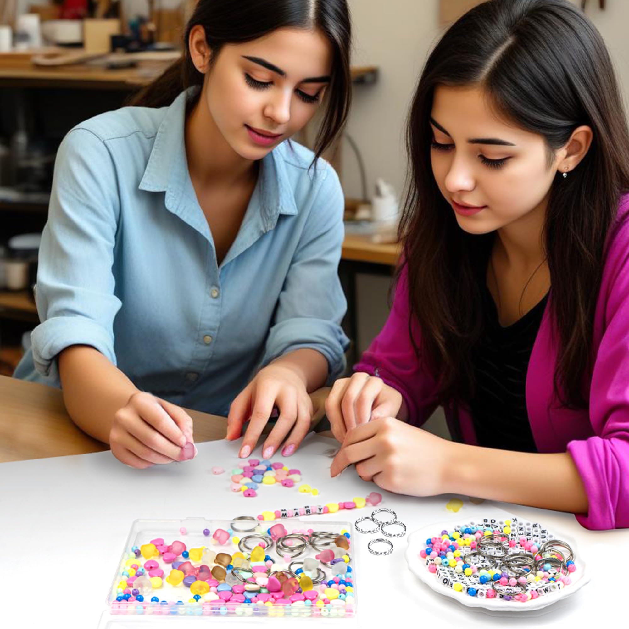 Amazon.co.jp: 609個 DIY ビーズ ネームタグ キーホルダー 製作キット