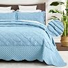 Oversized King Bedspread, Tufted Jacquard Diamond Pattern, Shabby Chic Boho Bohemian Look, Lightweight, 3 Piece, Peacock Blue