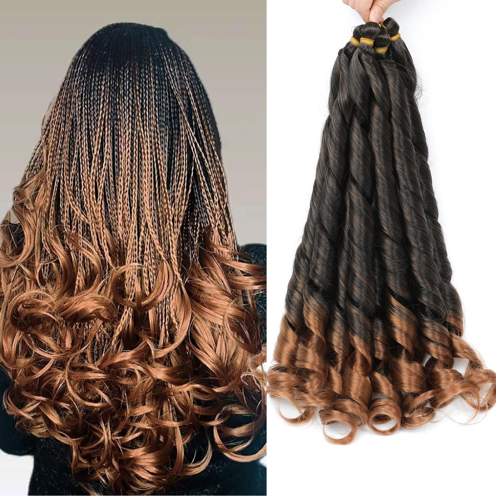 French Curly Braiding Hair dla kobiet (T30#, 22 cal (opakowanie 6))