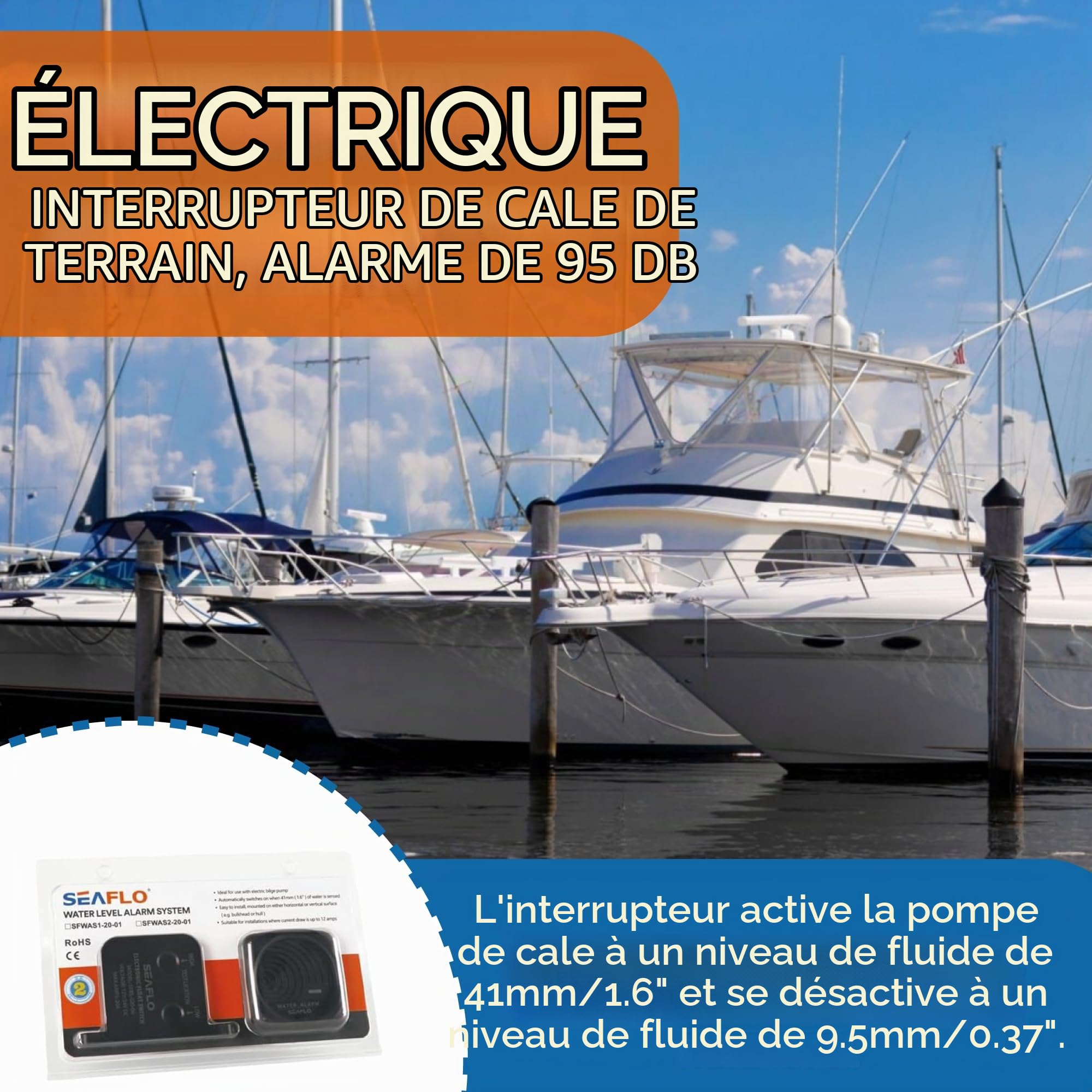 SEAFLO Système d'alarme de cale de niveau d'eau élevé 12V