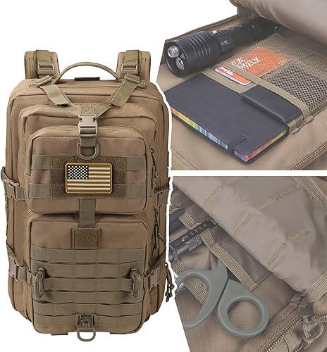 Vista 53 de Mochila táctica militar para campamento de 3 días, equipo de asalto para transportar carga, ligero y modular, Negro