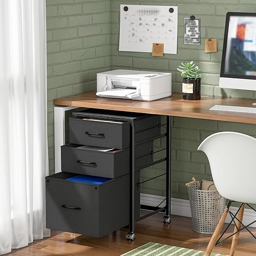 Miniatura 8 de Raybee Archivador de 3 cajones, soporte de impresora, archivador rodante para oficina en casa, gabinete de almacenamiento vertical de oficina, se