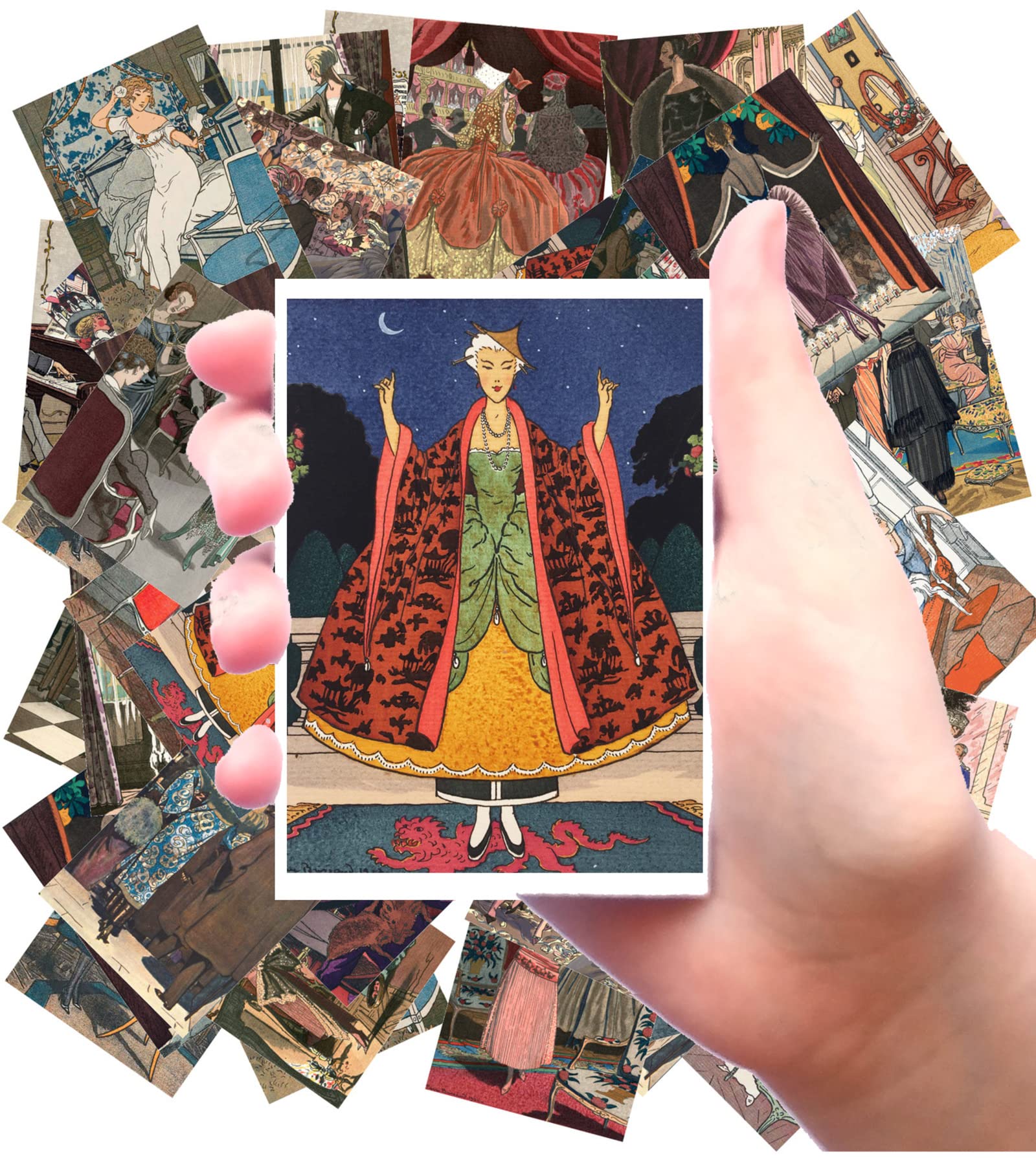 Stickers [24 pcs x 2.5"x3.5" Each] Graceful Detailed Paintings of Old Fashioned People in Beautiful Ballgowns Old Book Illustrations Vintage FLONZ Ephemera for Craft and Scarpbooking