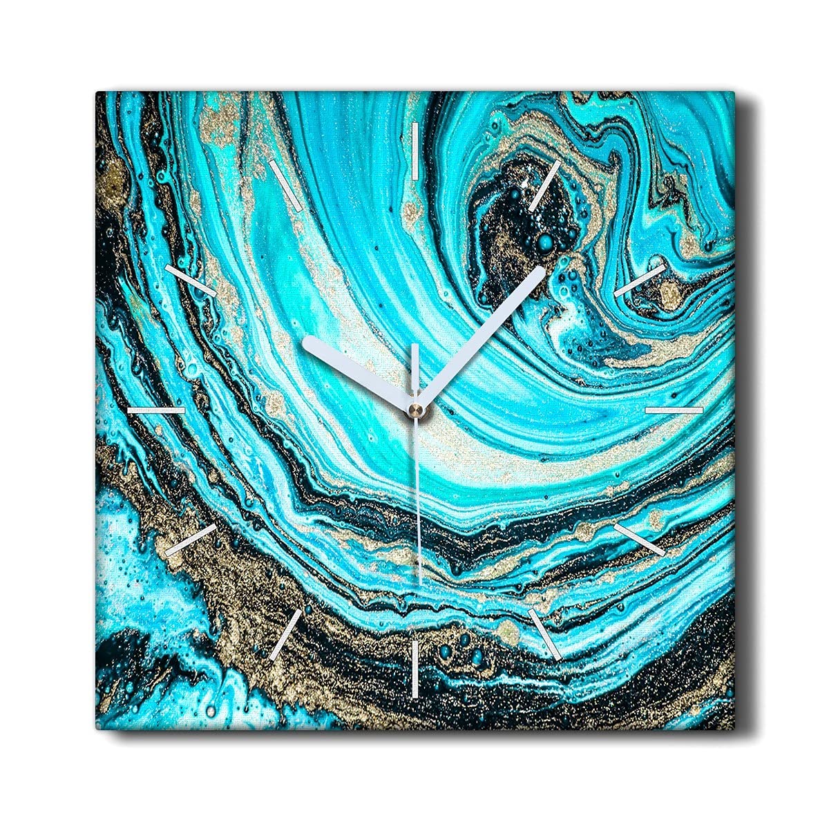 Horloge sur Toile Silencieuse pour Salon Décoration Murale Abstraite 30x30