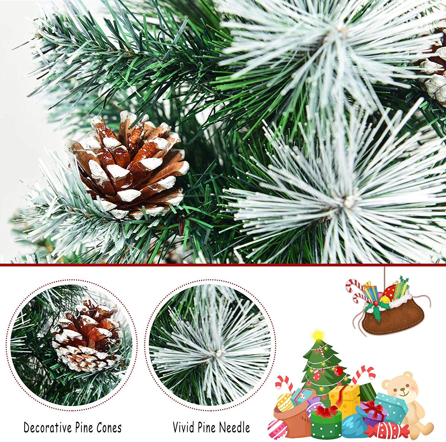 Árbol de Navidad 2 pies/4 pies, pequeños árboles Artificiales con piñas y Base, decoración navideña for Camino jardín Mesa Interior