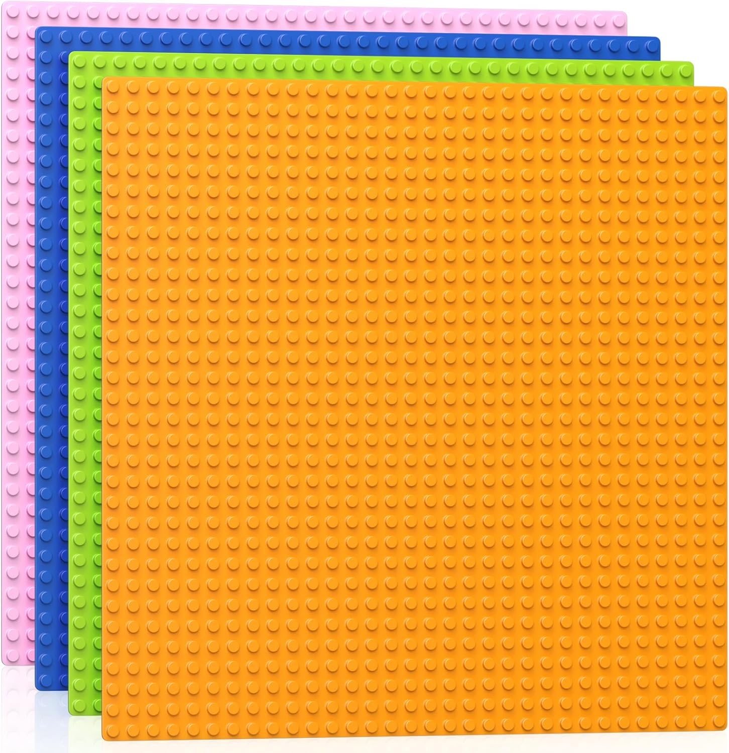 Vdealen 4 Pack Classic Baseplates 10" x 10" Large Building Plates for Building Bricks, Compatible with All Major Brands and Activity Table- Perfect STEM Gift for Builders