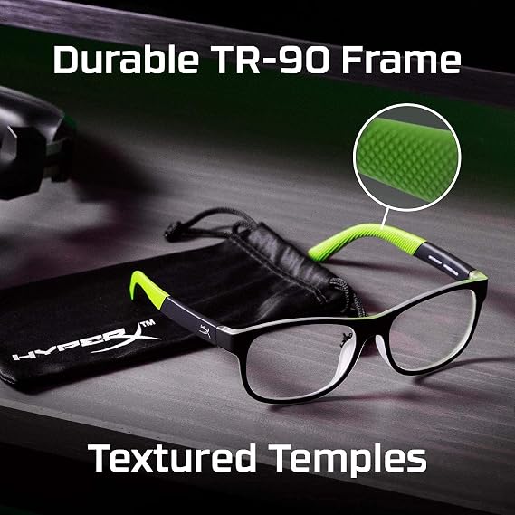 HyperX Spectre Scout - Gaming Eyewear, Glasses for Kids, Blue Light Blocking, UV Protection, Crystal Clear Lenses, TR-90 Frame, Microfiber Pouch, Square Eyewear Frame - Red