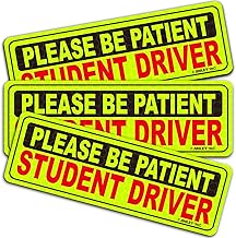 Anley Reflective Student Driver Magnet Car Signs - Please Be Patient Student Driver - Yellow Large Bold Text Vehicle Safety Bumper Sticker Magnetic Decal for New Driver Beginner (10 inch) - Set of 3