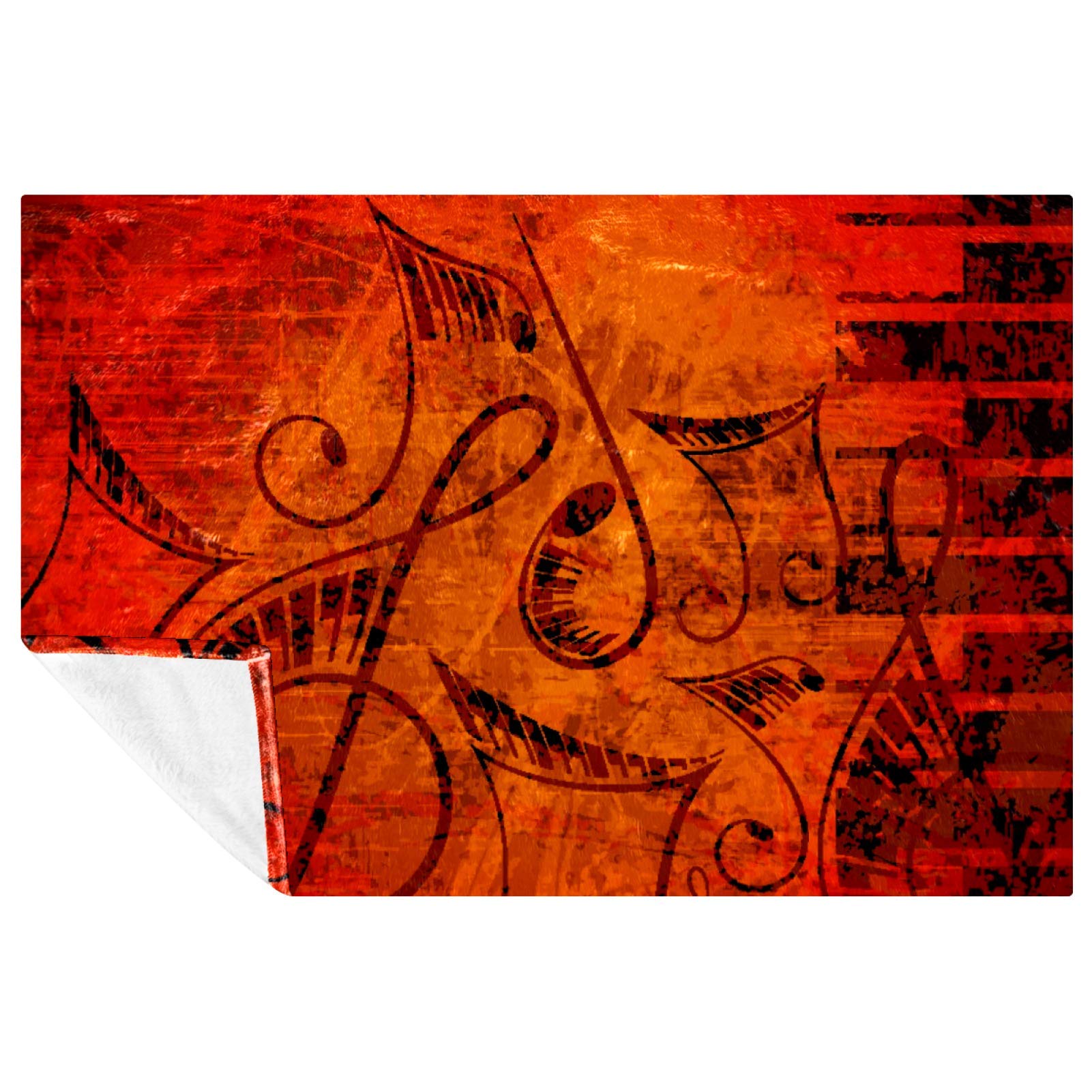 Couverture douce motif piano 150x100 cm pour lit et canapé