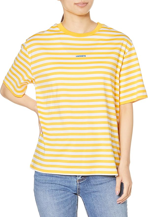 Amazon ラコステ Tシャツ 公式 シングルボーダークルーネックtシャツ レディース Tf2375l Tシャツ カットソー 通販