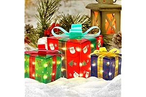Lighted Gift Boxes Christmas Decorations (Set of 3 Gift Boxes)