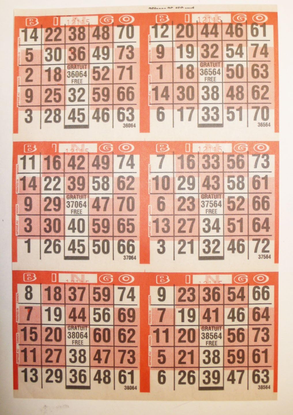 6 on Design Bingo Paper (Red Glass)