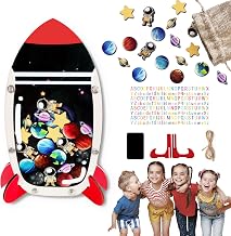 Magnetic Reward Jars for Kids - Space Explorer Rocket Reward Jar with Colorful Letter Stickers | Kids Behavior & Chore Chart for Classroom Incentives, Home, and Potty Training(33 PCS)