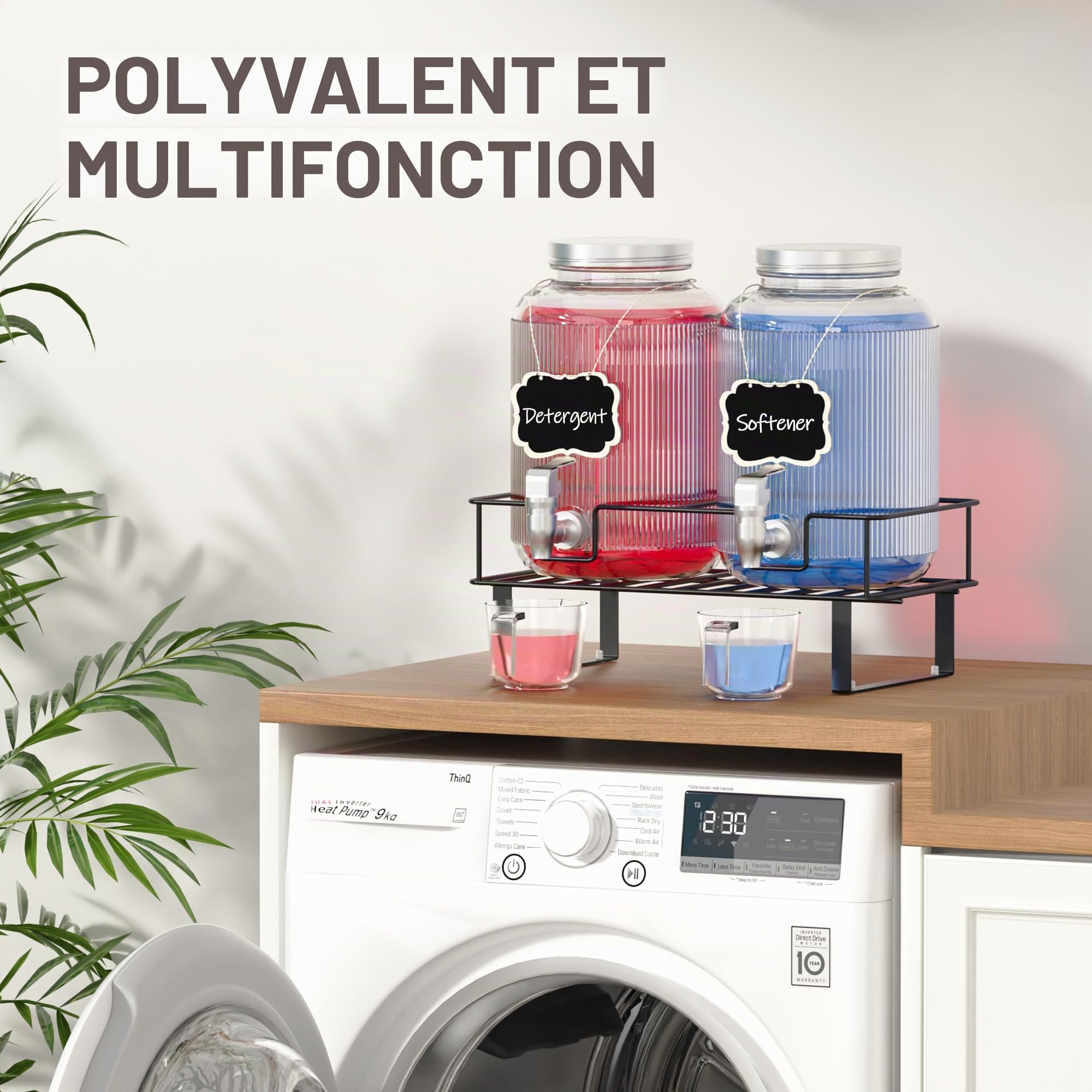 Lot de 2 distributeurs de boisson, 4 l, en verre, avec robinet